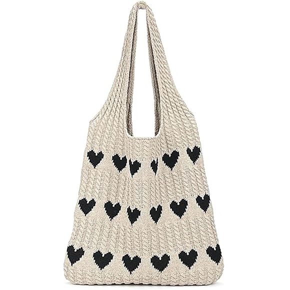 Knitted Shoulder Tote Bag Large Crochet Beach Bag Hobo Bag Aesthetic Tote -_- - Picture 1 of 6